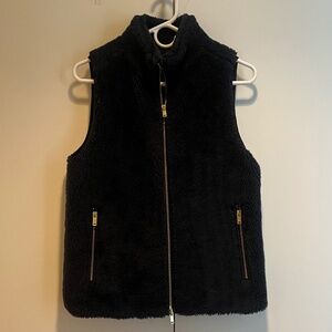 J.Crew Navy Sherpa Fleece Vest — Gold Hardware